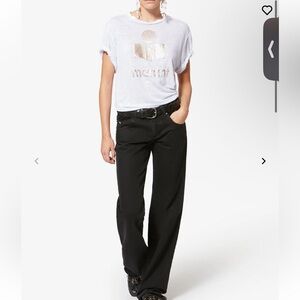 NWT IZABEL MARANT ZEWEL T-SHIRT White-light gold Size XS 100% Linen